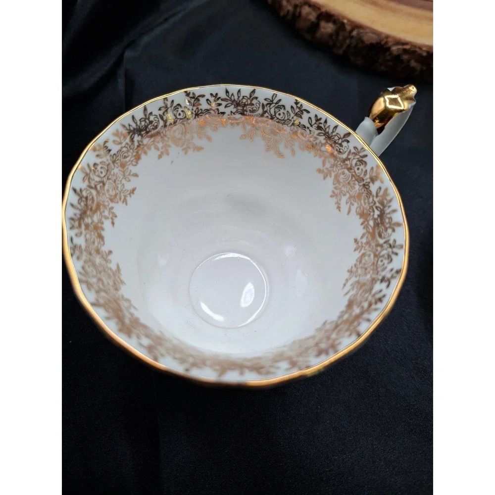 Royal Albert Grandmother Teacup and Saucer Set Gold Filigree Bone China England